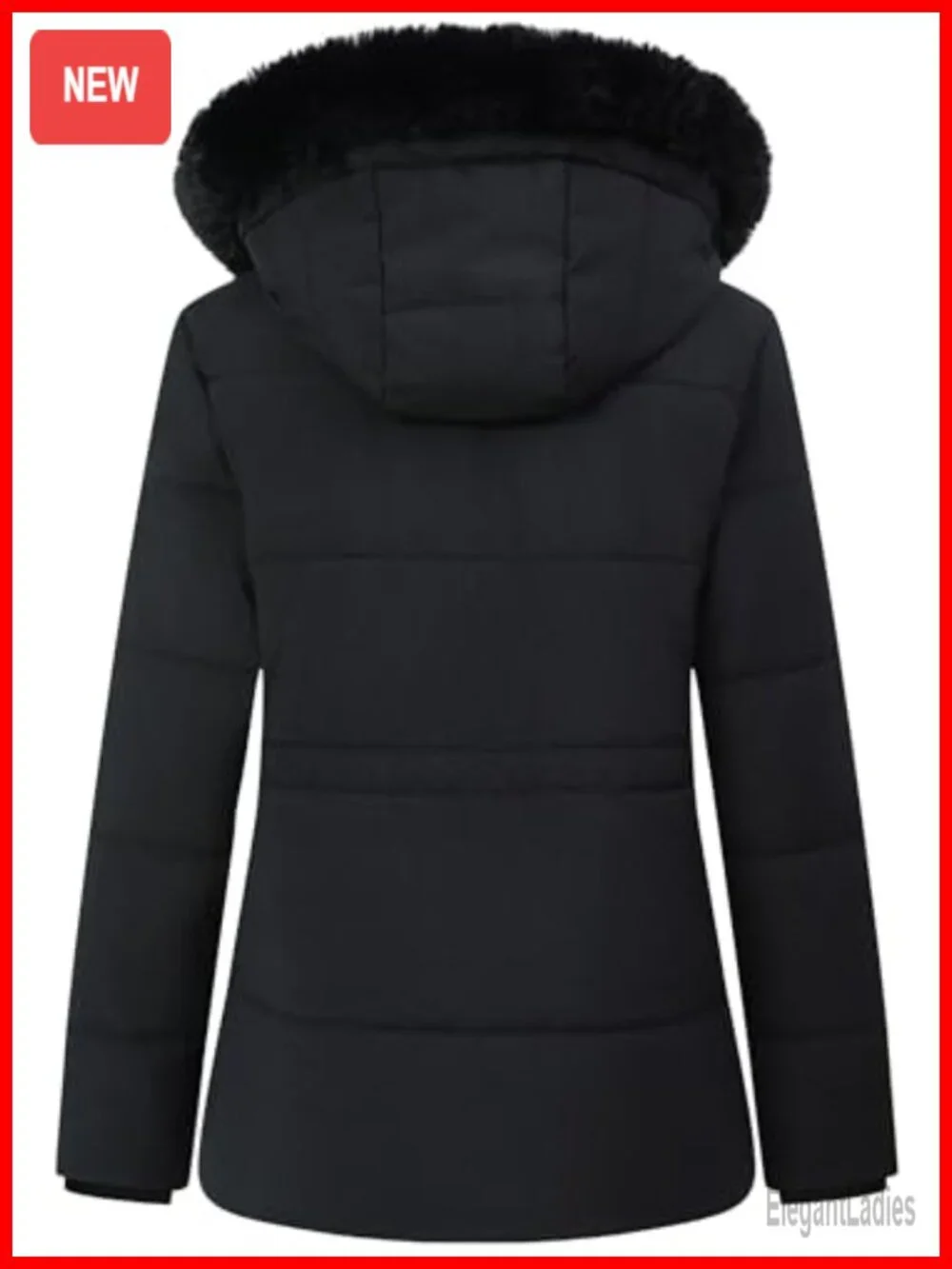 Women's Warm Winter Puffer Coat Fleece Lined Detachable Faux Fur Hood Snow Parka